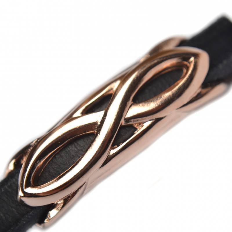 Leerschuiver infinity Ø10x6mm metaal rosé goud DQ 45x14mm-Kraaltjes van Renate