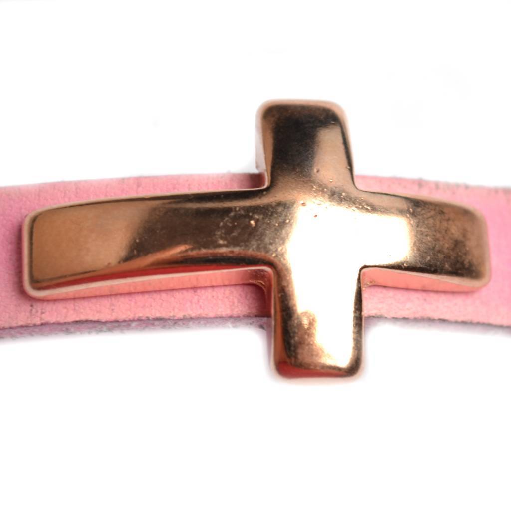 Leerschuiver kruis Ø10x2.5 Rosegoud DQ 30x19mm-Kraaltjes van Renate