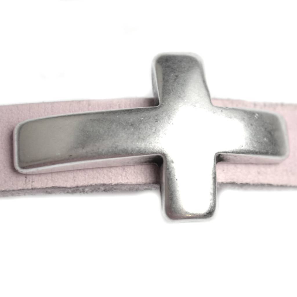 Leerschuiver kruis Ø10x2.5 Zilver DQ 30x19mm-Kraaltjes van Renate