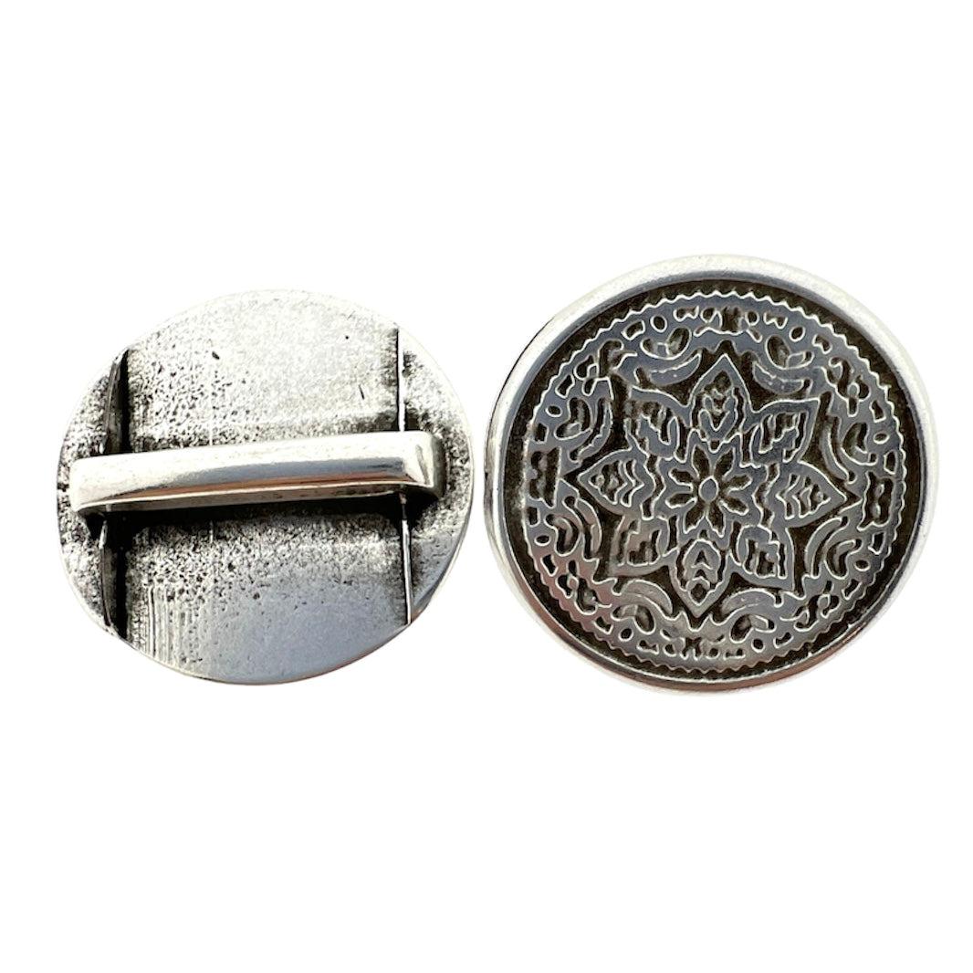 Leerschuiver mandala zilver 22,5mm DQ-leerschuivers-Kraaltjes van Renate