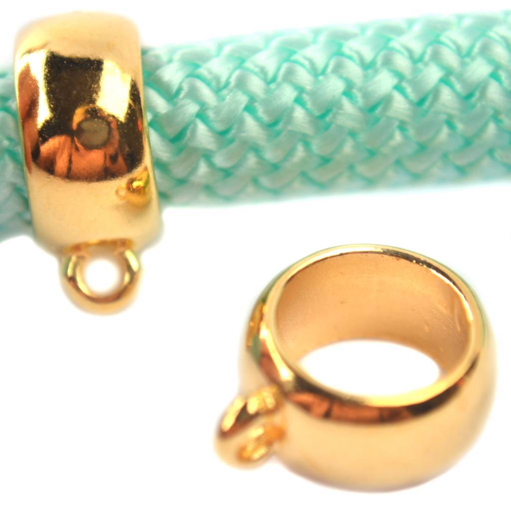 Leerschuiver met Oog Ø10mm Goud DQ 18x14mm-Kraaltjes van Renate