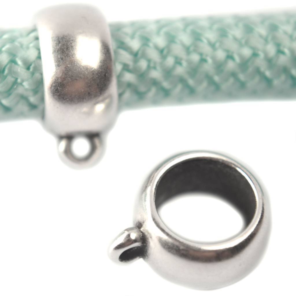 Leerschuiver met Oog Ø10mm Zilver DQ 18x14mm-Kraaltjes van Renate