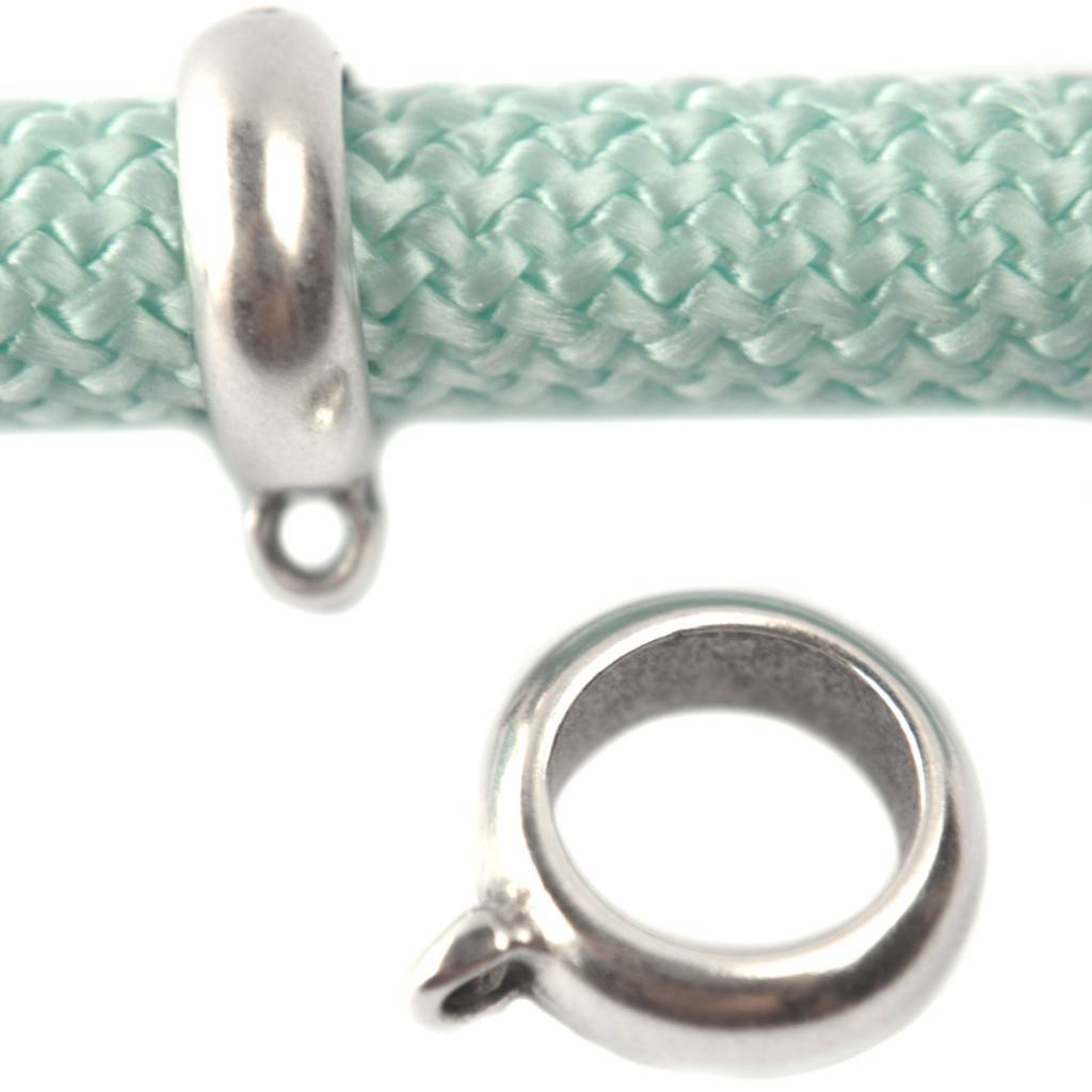 Leerschuiver met Oog Ø10mm Zilver DQ 18x5mm-Kraaltjes van Renate
