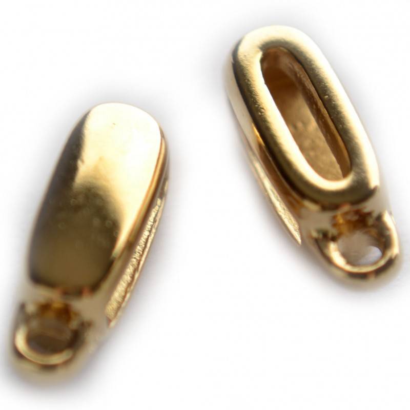 Leerschuiver met oog Ø10x2mm metaal goud DQ 13x6mm-Kraaltjes van Renate