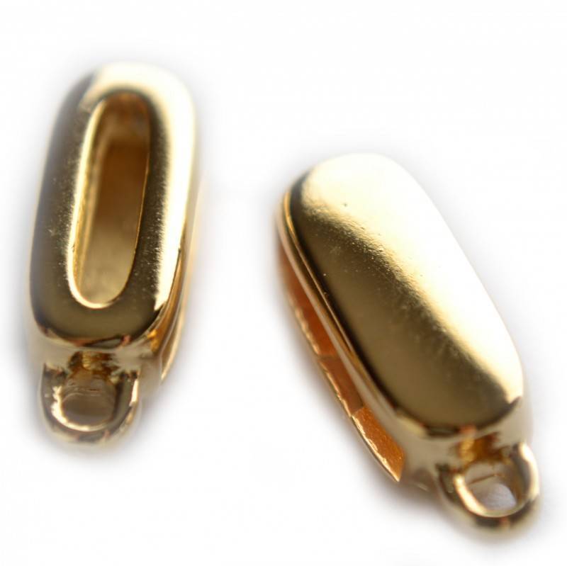 Leerschuiver met oog Ø13x2mm metaal goud DQ 17x7mm-Kraaltjes van Renate