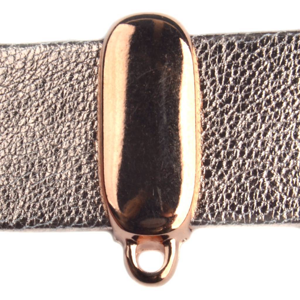 Leerschuiver met oog Ø20x2mm Rosegoud DQ 24x10mm-Kraaltjes van Renate