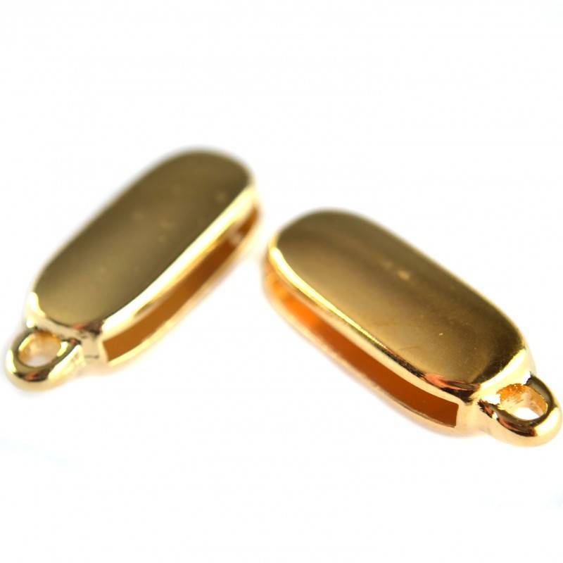 Leerschuiver met oog Ø20x2mm metaal goud DQ 24x10mm-Kraaltjes van Renate