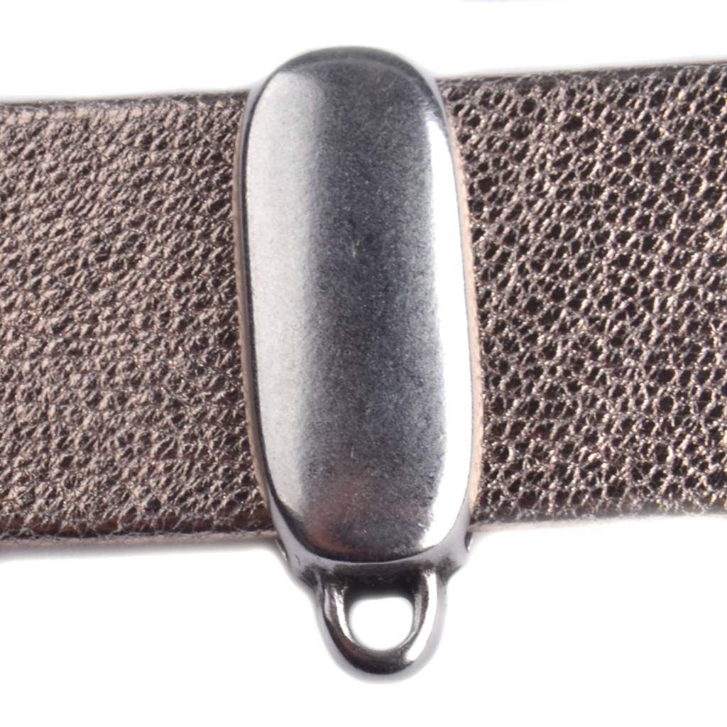 Leerschuiver met oog Ø20x2mm metaal zilver DQ 24x10mm-Kraaltjes van Renate