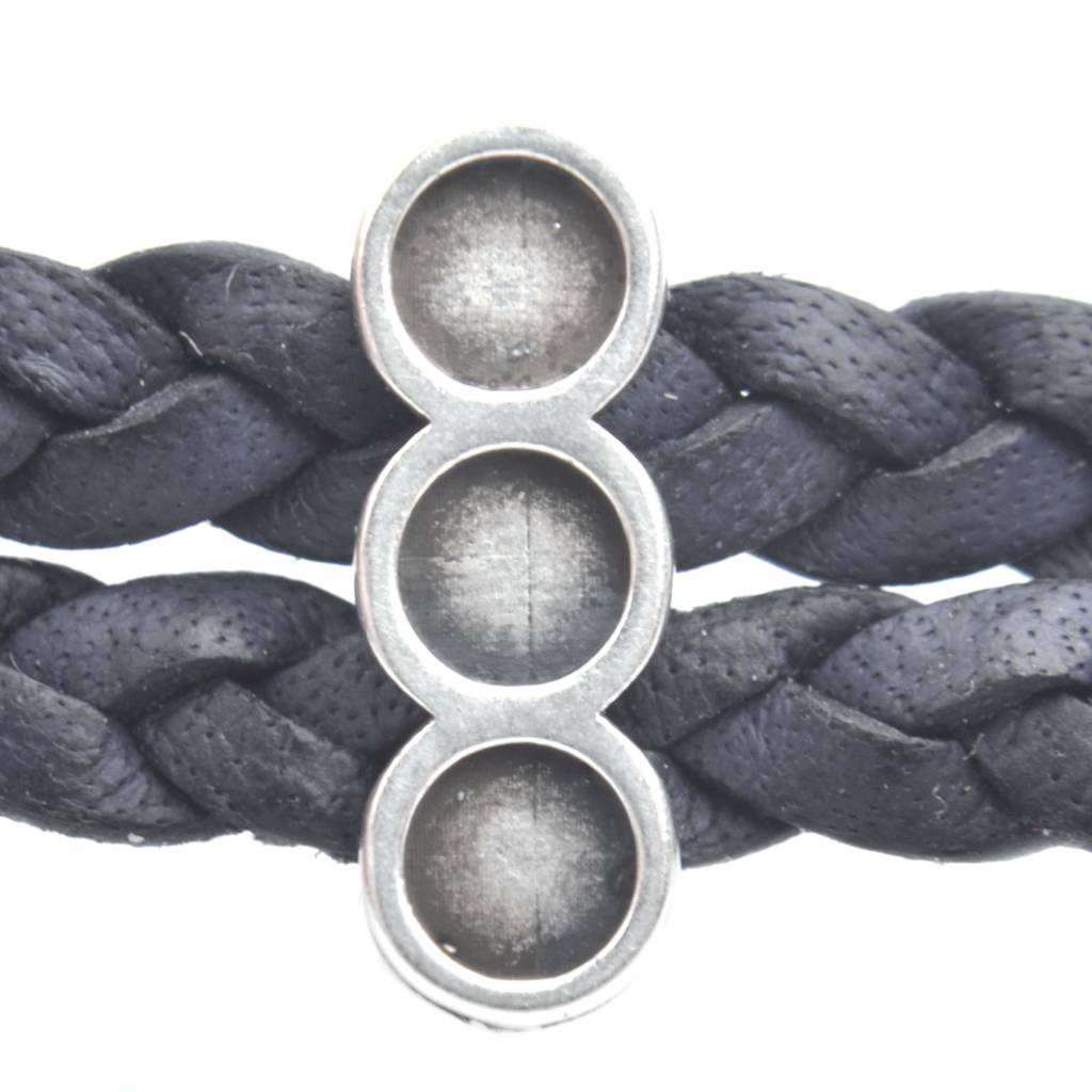 Leerschuiver metaal 3 settingen Ø10x2mm Zilver DQ 15,5x5,5mm-Kraaltjes van Renate