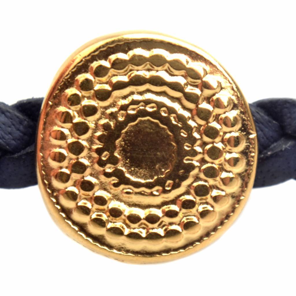 Leerschuiver metaal boho dots Ø5x2mm Goud DQ 13mm-Kraaltjes van Renate