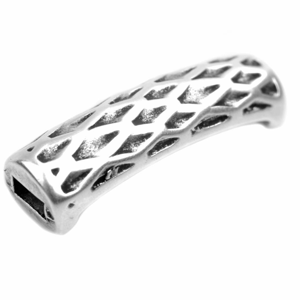 Leerschuiver metaal buisx snake Ø5x2mm Zilver DQ 29x9mm-Kraaltjes van Renate