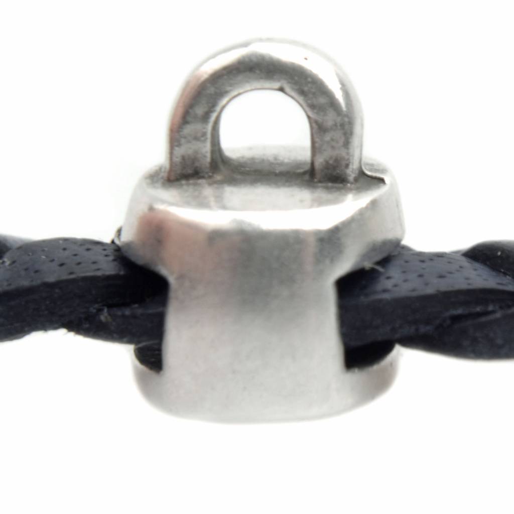 Leerschuiver metaal rond met oog Ø5x2mm Zilver DQ 7x7mm-Kraaltjes van Renate