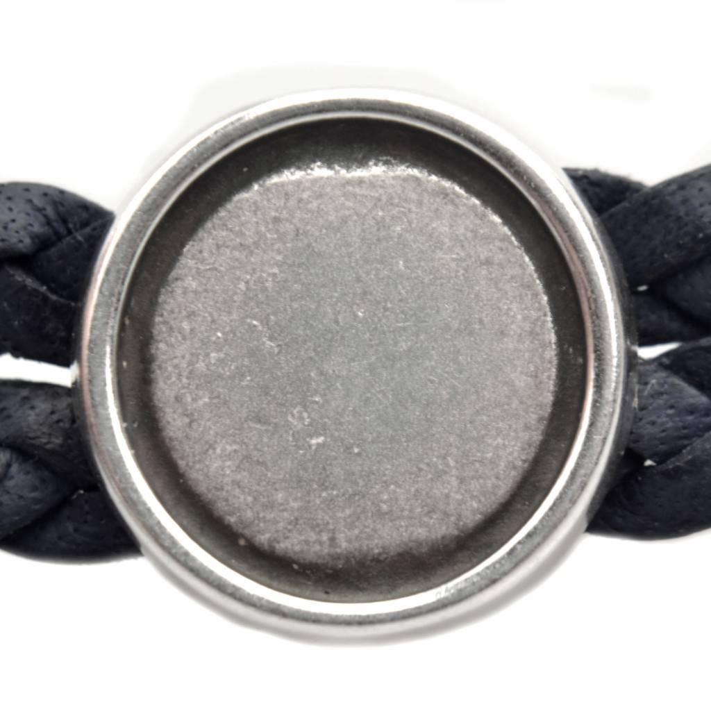 Leerschuiver metaal setting voor 12mm cabochon smal Ø10x2mm Zilver DQ 15mm-Kraaltjes van Renate