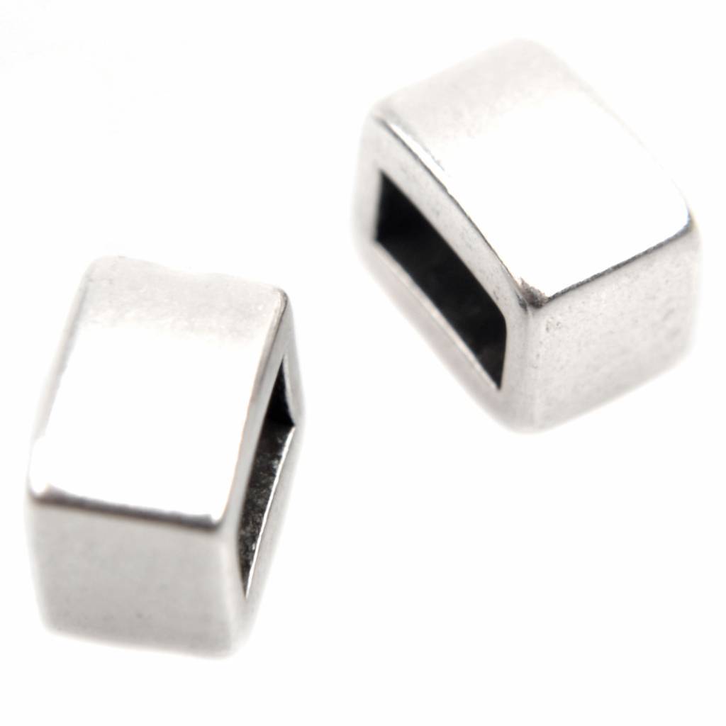 Leerschuiver metaal staafje Ø5x2mm Zilver DQ 7x4,3mm-Kraaltjes van Renate