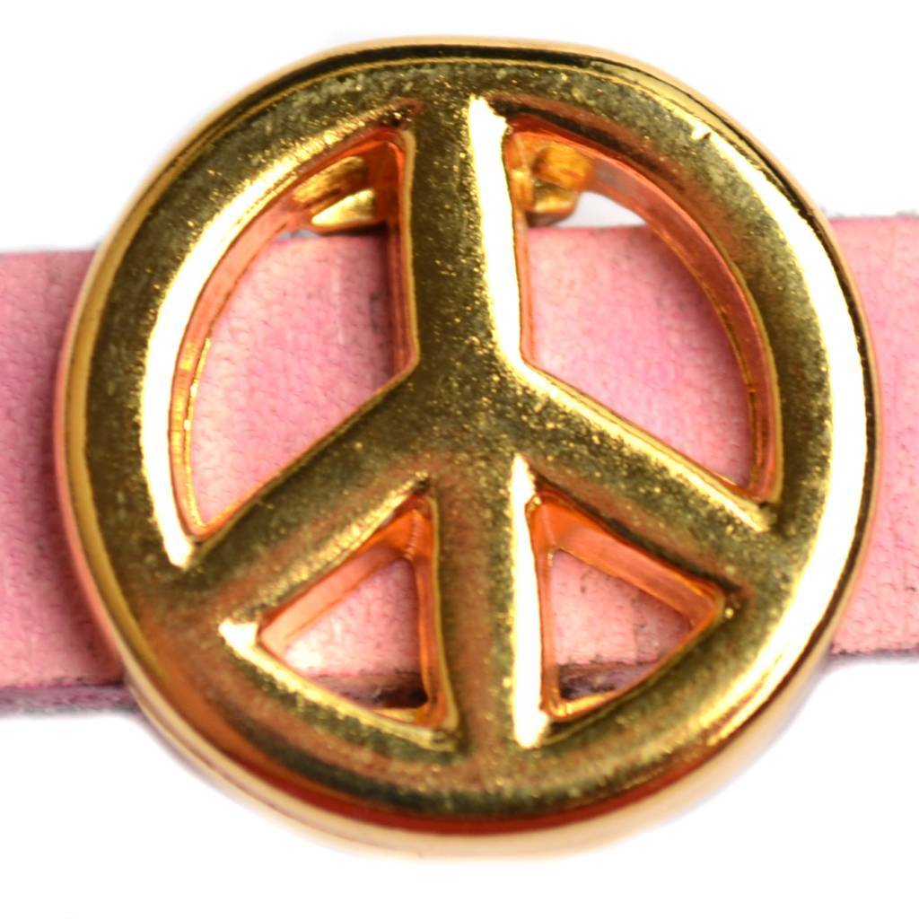 Leerschuiver peace Ø10x2.5 Goud DQ 17mm-Kraaltjes van Renate