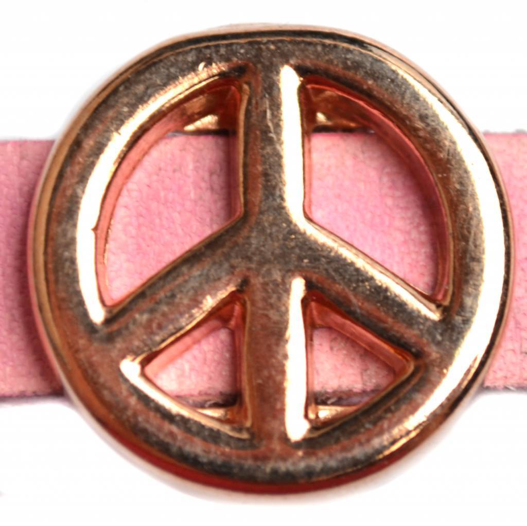 Leerschuiver peace Ø10x2.5 Rosegoud DQ 17mm-Kraaltjes van Renate