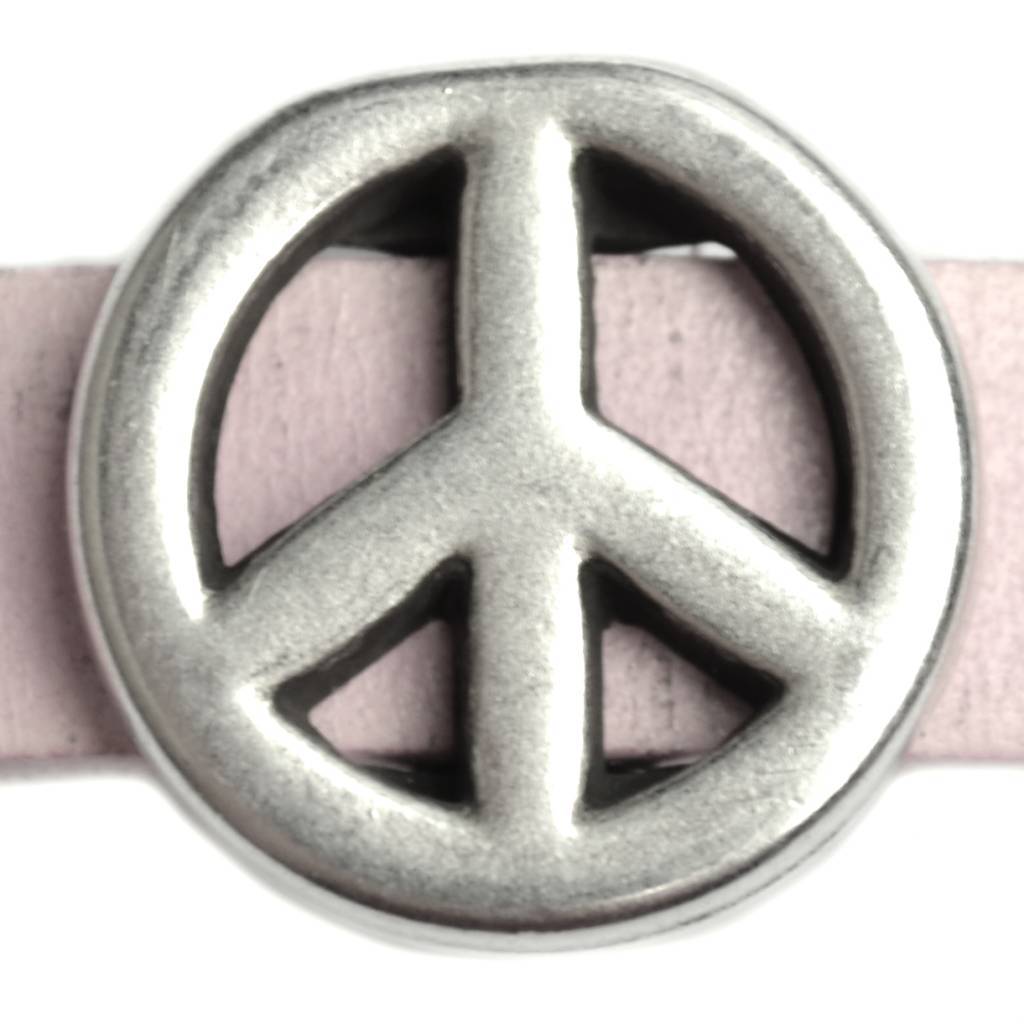Leerschuiver peace Ø10x2.5 Zilver DQ 17mm-Kraaltjes van Renate