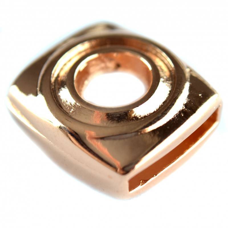 Leerschuiver rechthoek Ø13mm metaal roségoud DQ 20x18mm-Kraaltjes van Renate
