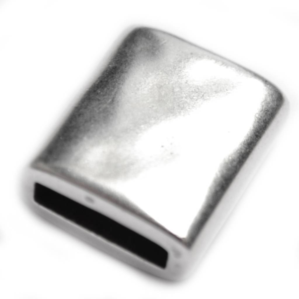 Leerschuiver rechthoek Ø13x2.5 Zilver DQ 19x16mm-Kraaltjes van Renate