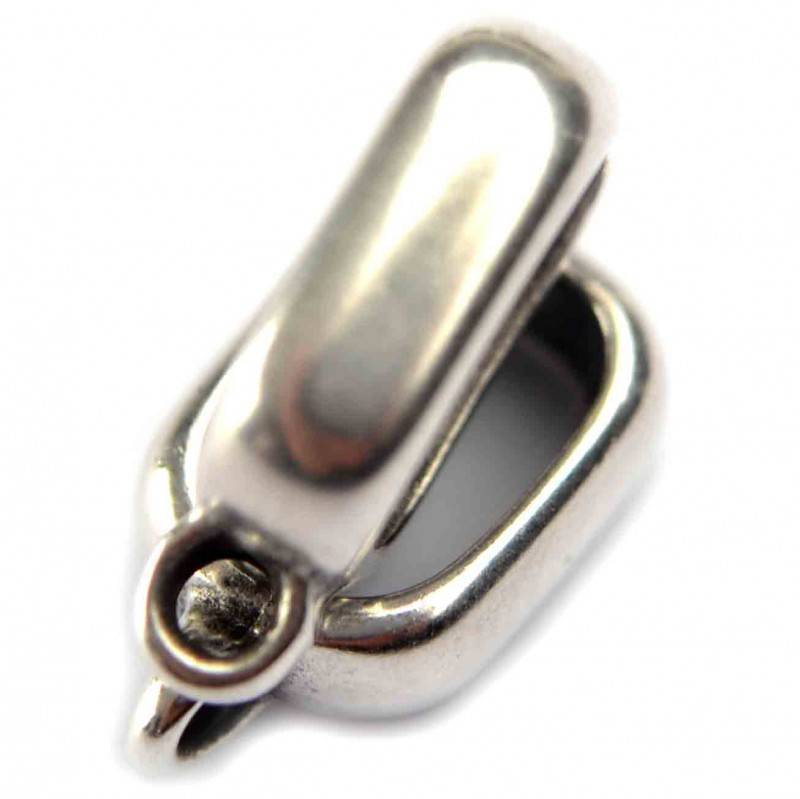 Leerschuiver ring met oog metaal zilver DQ Ø10x6mm-Kraaltjes van Renate