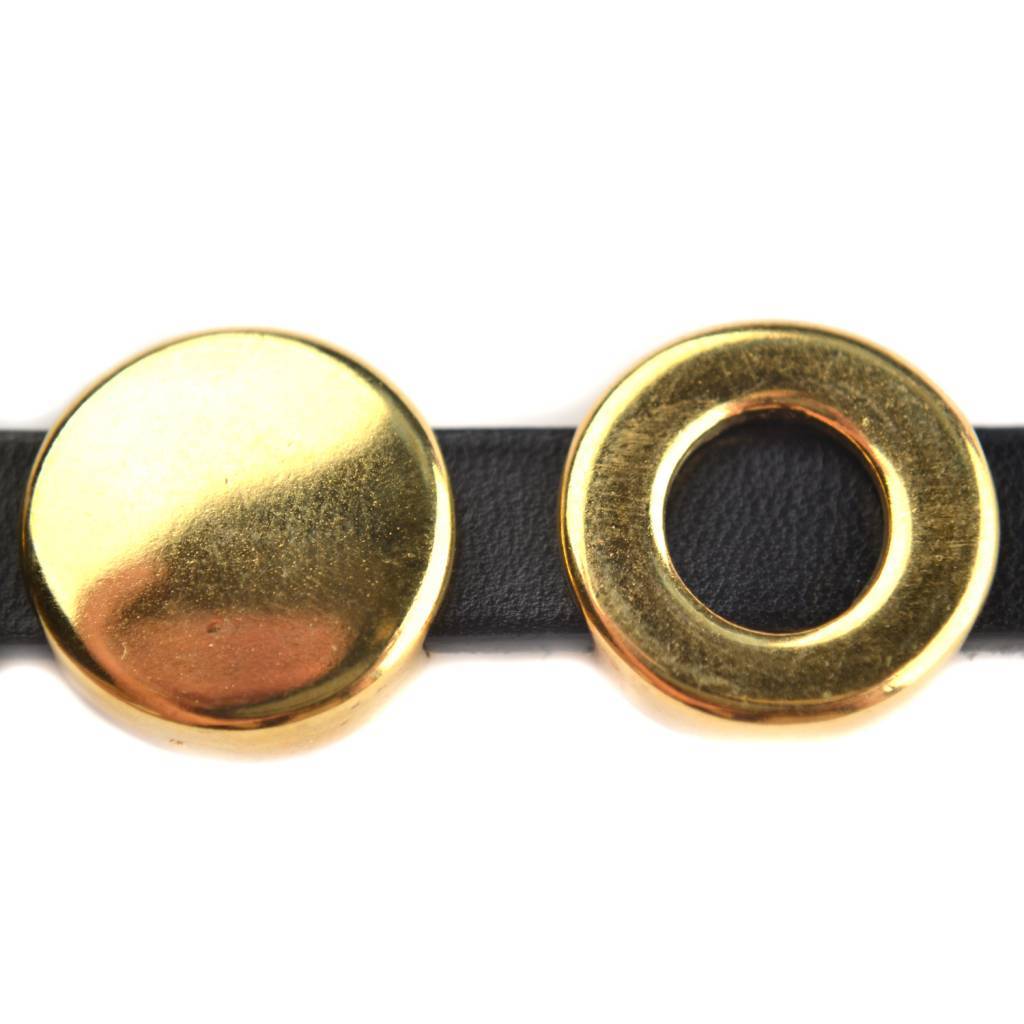 Leerschuiver rond Ø10x2.5mm Goud DQ-Kraaltjes van Renate