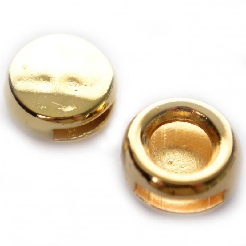 Leerschuiver rond Ø10x2mm leer metaal goud DQ 14mm-Kraaltjes van Renate