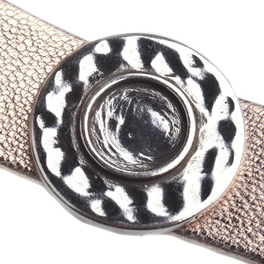 Leerschuiver rond voor 12mm cabochon Ø20x2mm Zilver DQ-Kraaltjes van Renate