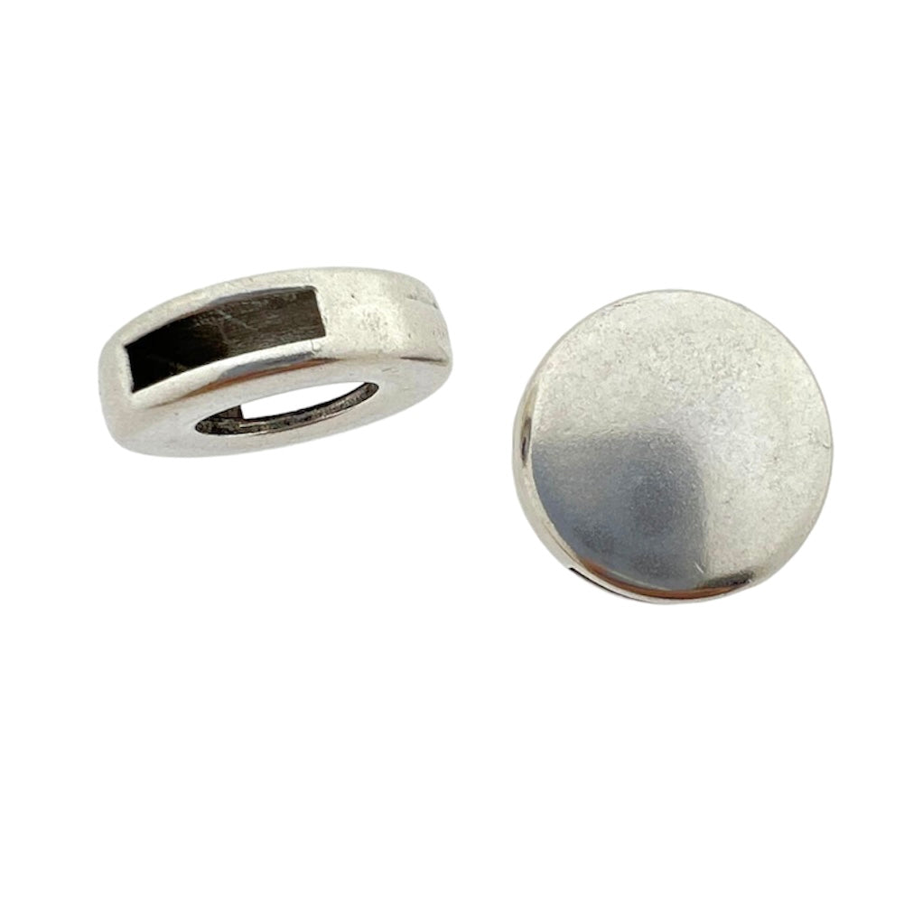 Leerschuiver round slider zilver 19mm DQ-leerschuivers-Kraaltjes van Renate