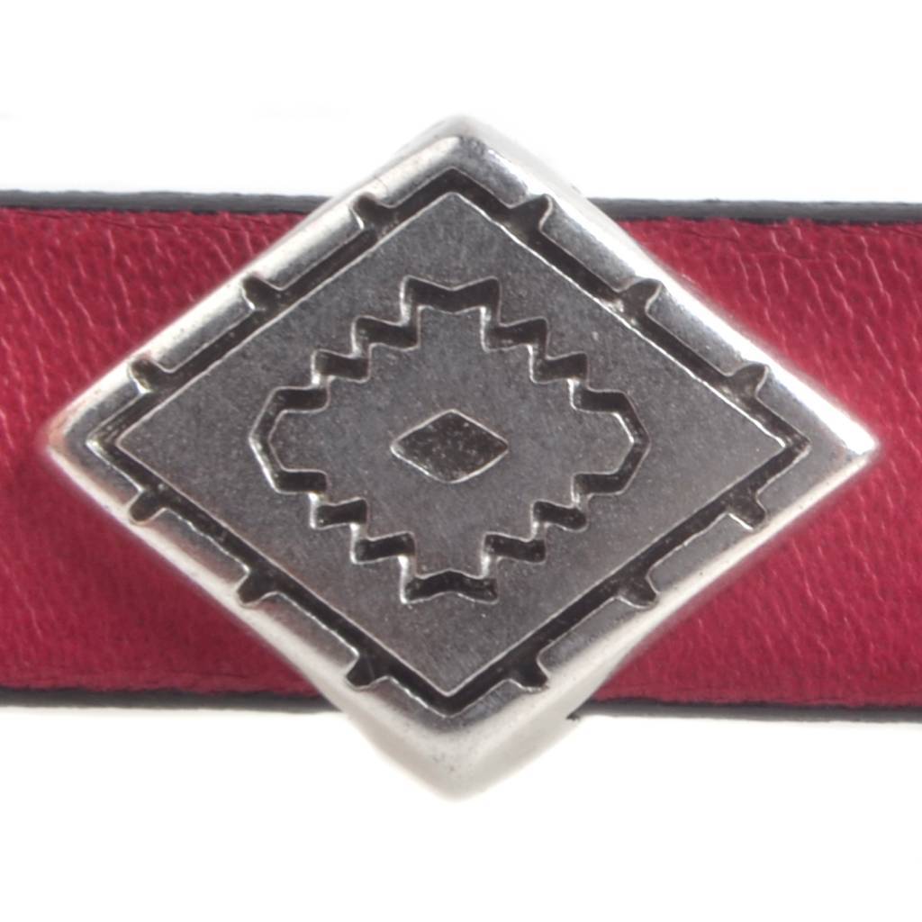 Leerschuiver ruit Ø10x2.5mm Zilver DQ-Kraaltjes van Renate