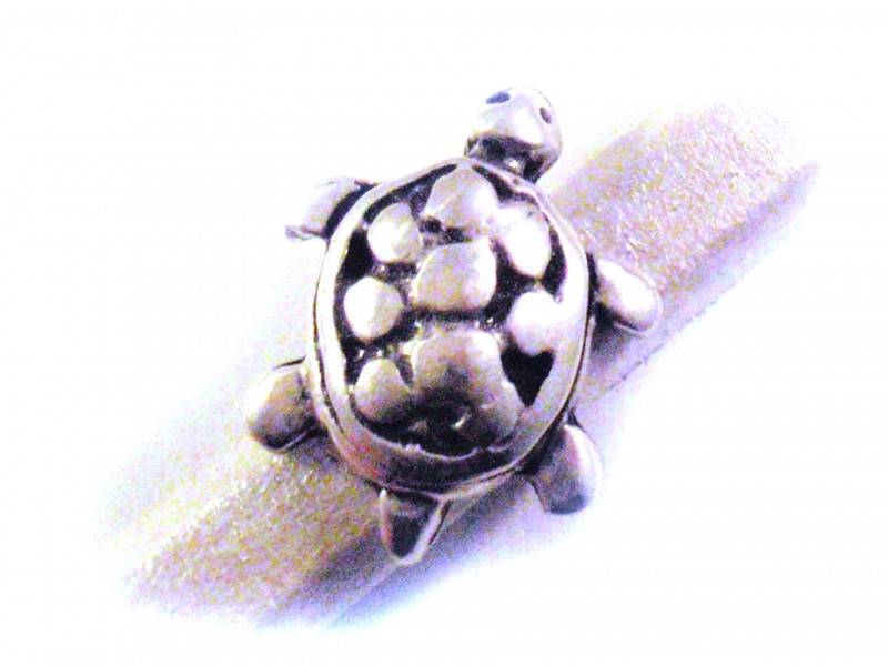 Leerschuiver schildpad Ø10x6 metaal zilver DQ 25x20mm-Kraaltjes van Renate