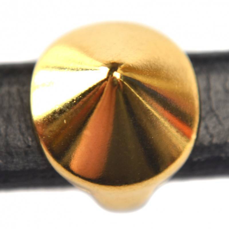 Leerschuiver spike Ø10x6mm metaal goud DQ 14mm-Kraaltjes van Renate