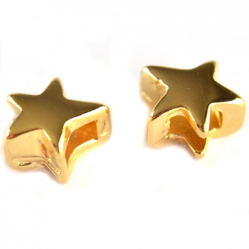 Leerschuiver ster Ø6x2.5mm metaal goud DQ 13mm-Kraaltjes van Renate