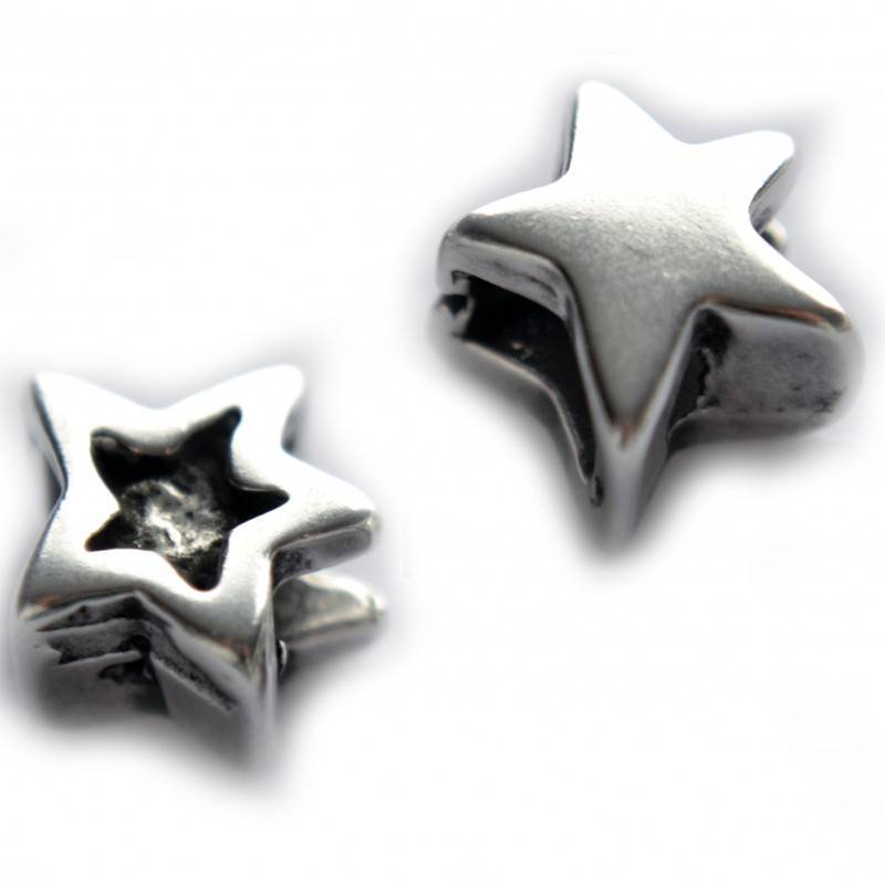 Leerschuiver ster Ø6x3mm metaal zilver DQ 13mm-Kraaltjes van Renate