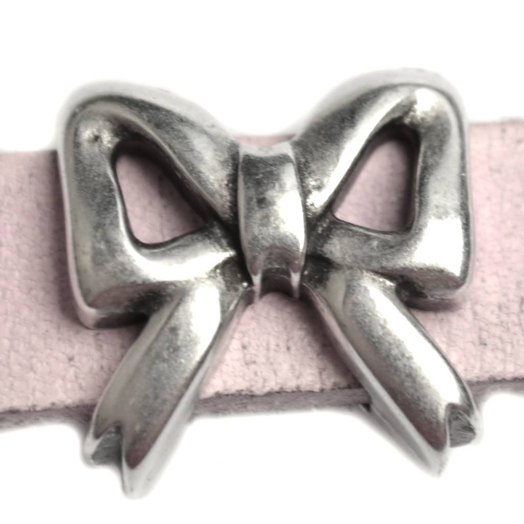 Leerschuiver strik Ø10x2.5 Zilver DQ 15mm-Kraaltjes van Renate
