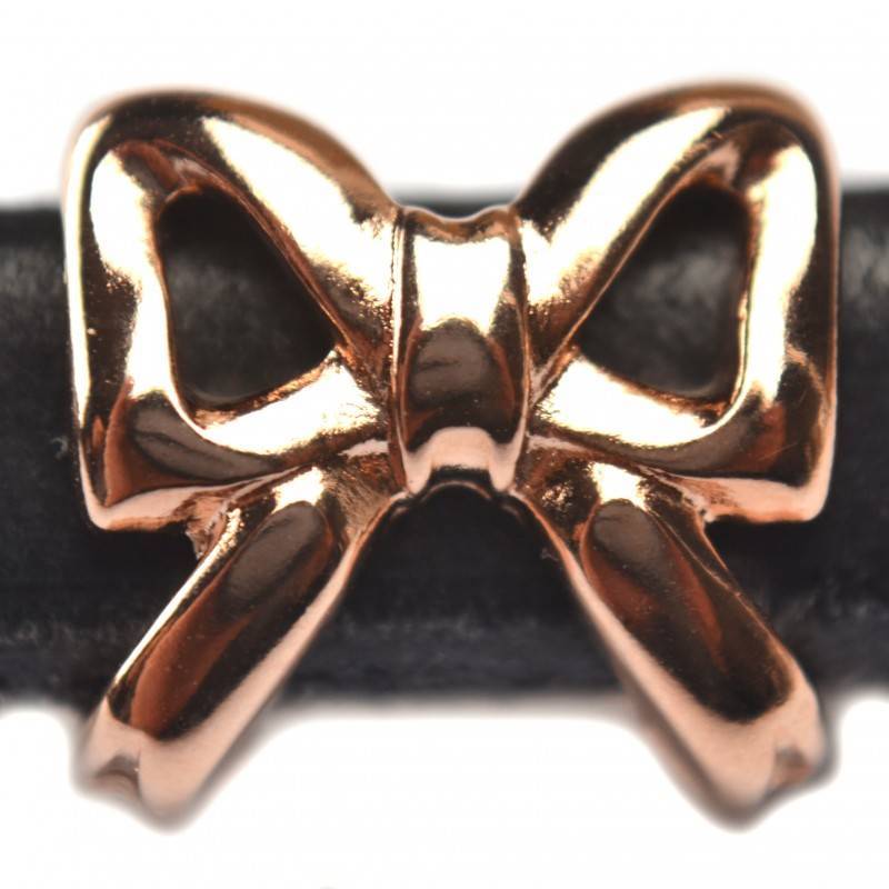 Leerschuiver strik Ø10x6mm metaal rosé goud DQ 15mm-Kraaltjes van Renate