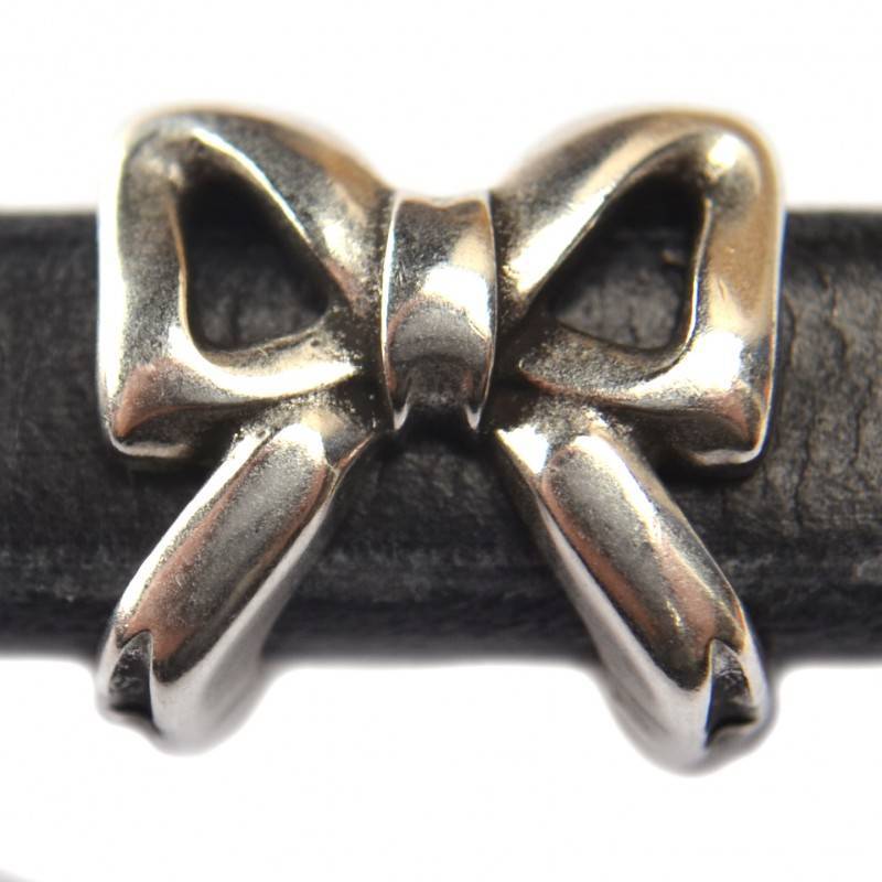 Leerschuiver strik Ø10x6mm metaal zilver DQ 15mm-Kraaltjes van Renate