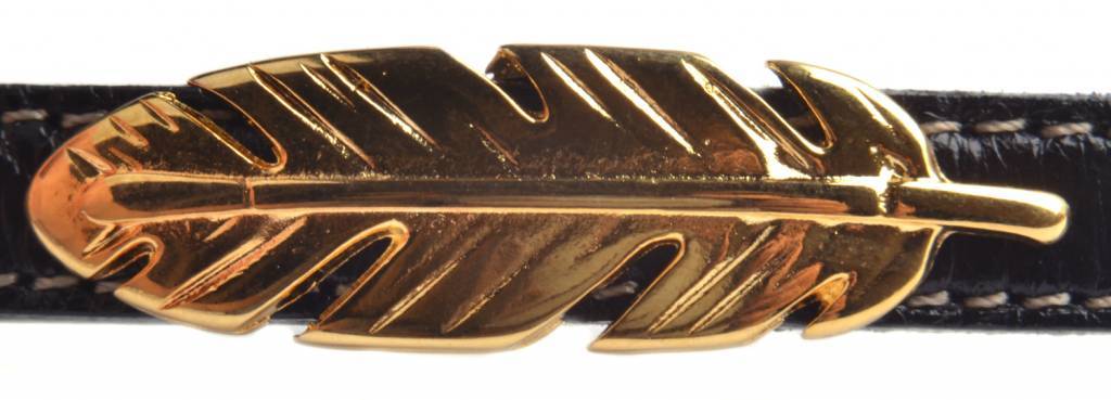Leerschuiver veer Ø10x2.5mm Goud DQ-Kraaltjes van Renate