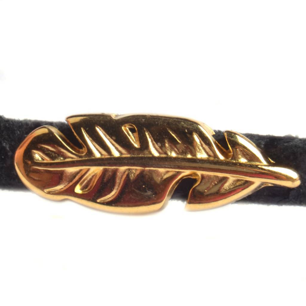 Leerschuiver veer Ø5x2mm Goud DQ-Kraaltjes van Renate