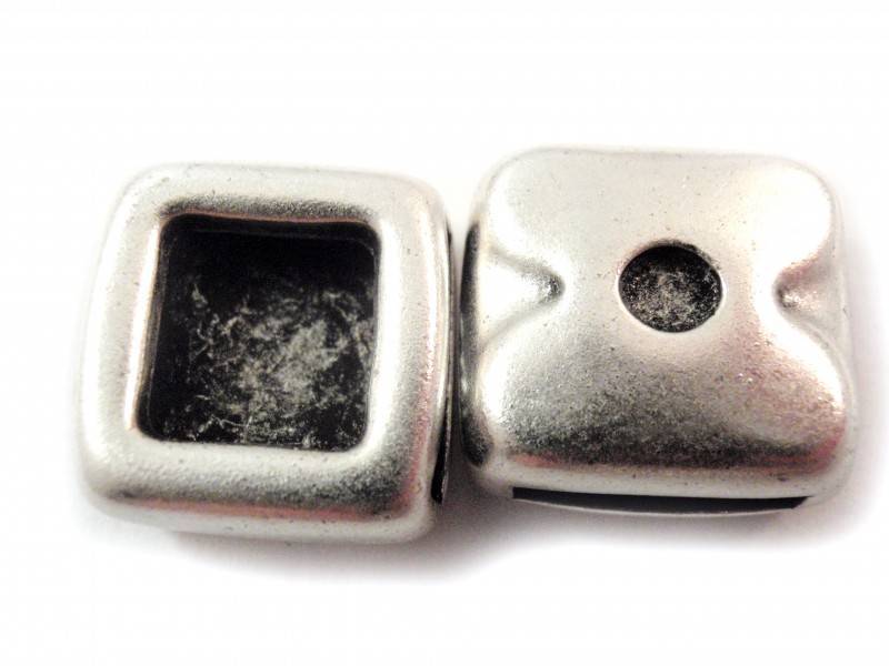 Leerschuiver vierkant Ø13x2mm metaal zilver DQ 16mm-Kraaltjes van Renate
