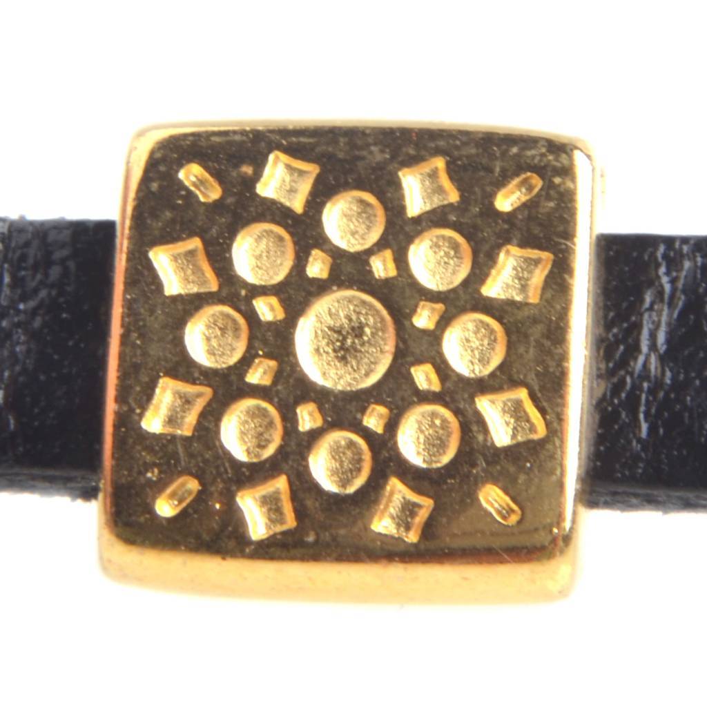 Leerschuiver vierkant bohémien Ø5x2mm Goud DQ-Kraaltjes van Renate