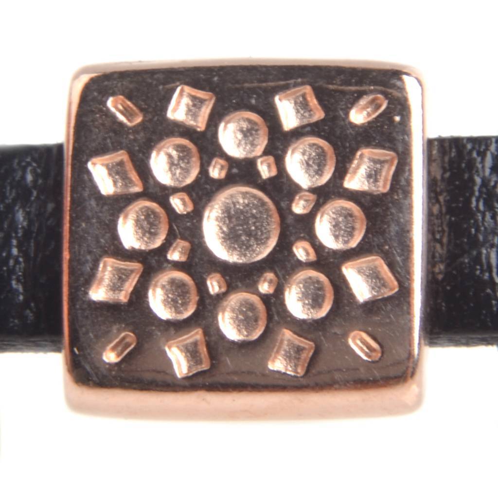 Leerschuiver vierkant bohémien Ø5x2mm Rosegoud DQ-Kraaltjes van Renate
