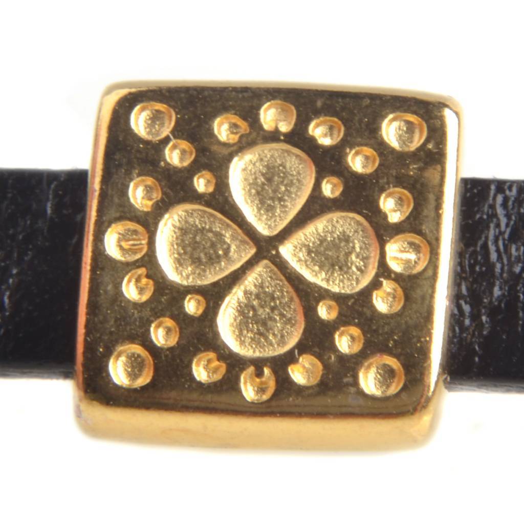 Leerschuiver vierkant boho Ø5x2mm Goud DQ-Kraaltjes van Renate