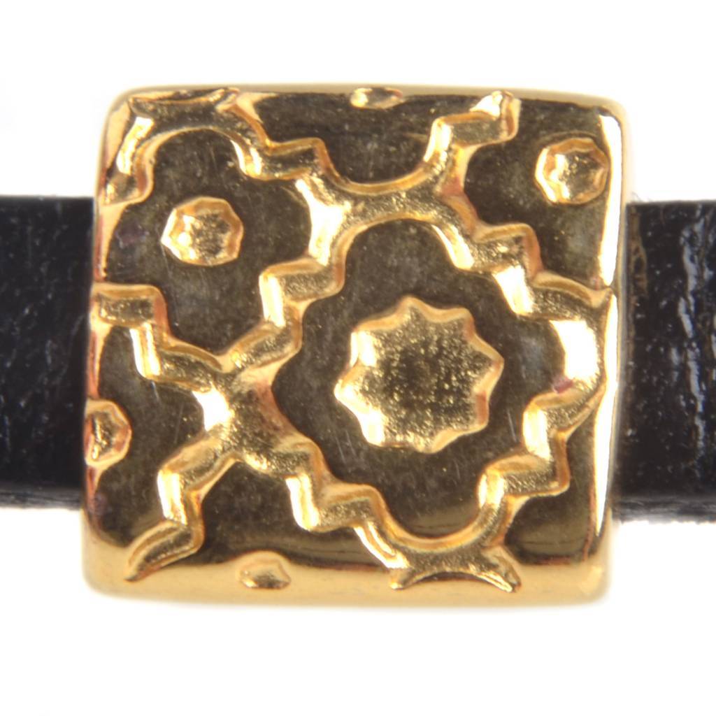 Leerschuiver vierkant boho Ø5x2mm Goud DQ-Kraaltjes van Renate