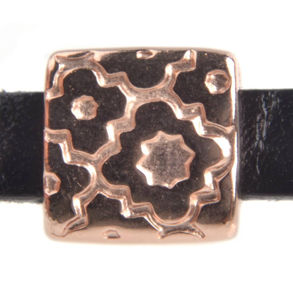 Leerschuiver vierkant boho Ø5x2mm Rosegoud DQ-Kraaltjes van Renate