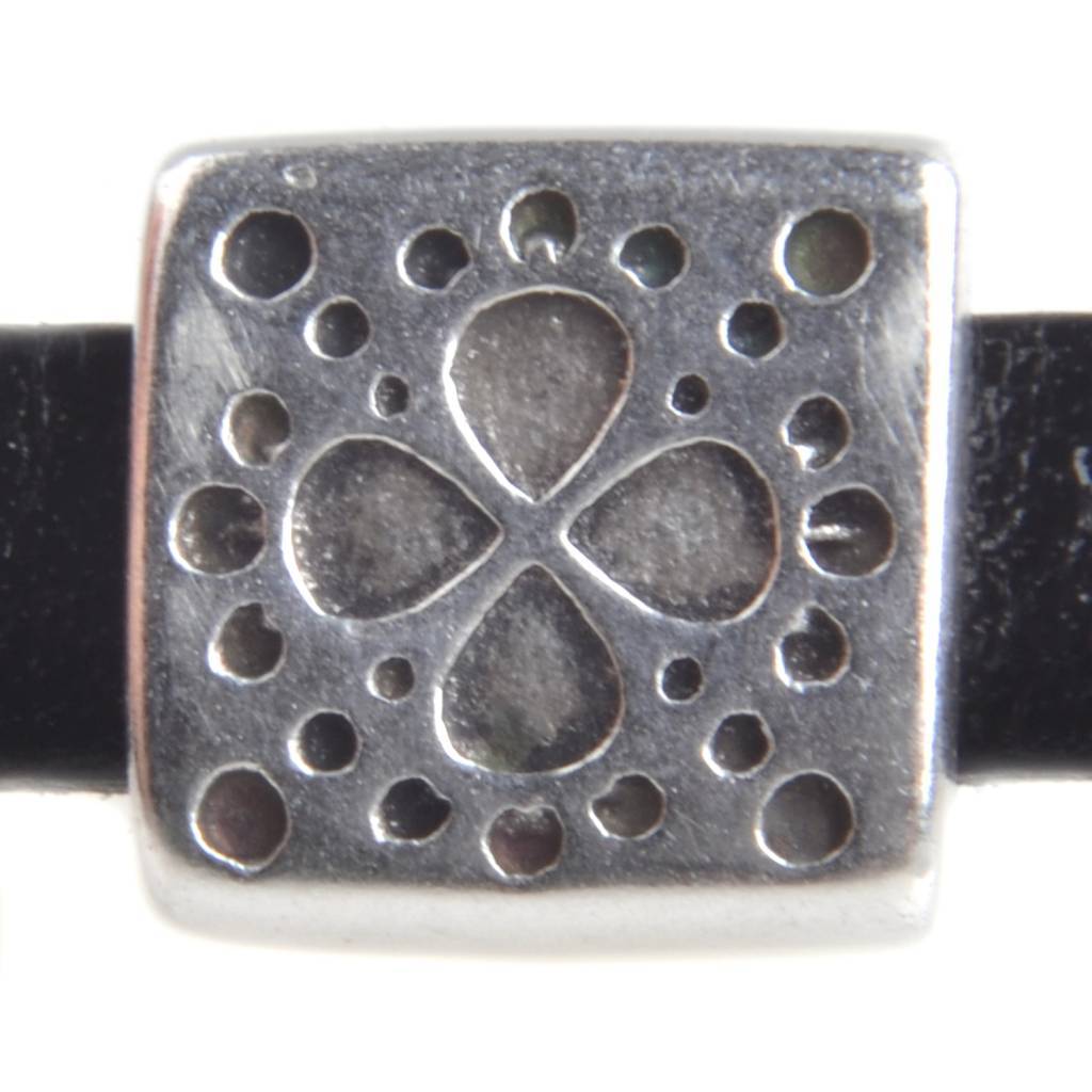 Leerschuiver vierkant boho Ø5x2mm Zilver DQ-Kraaltjes van Renate