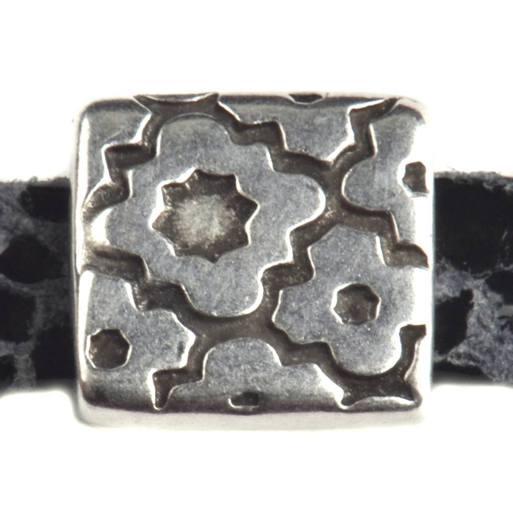 Leerschuiver vierkant boho Ø5x2mm Zilver DQ-Kraaltjes van Renate