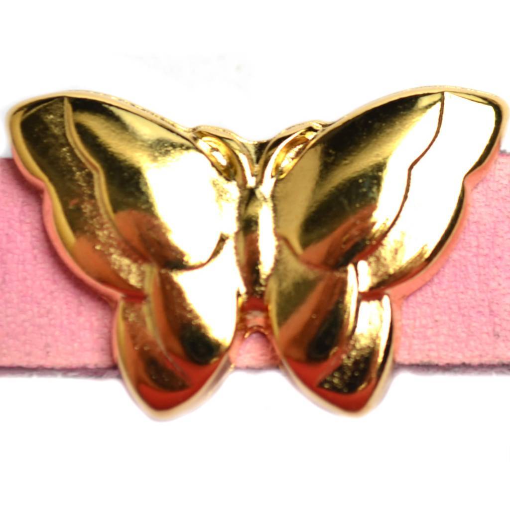Leerschuiver vlinder Ø10x2.5 Goud DQ 22x15mm-Kraaltjes van Renate