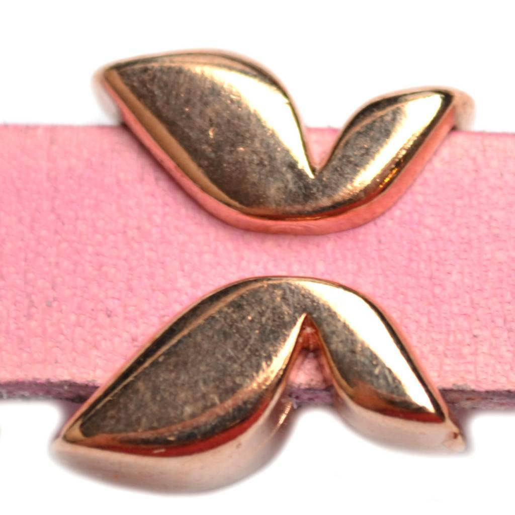 Leerschuiver vlinder Ø10x2.5 Rosegoud DQ 16mm-Kraaltjes van Renate
