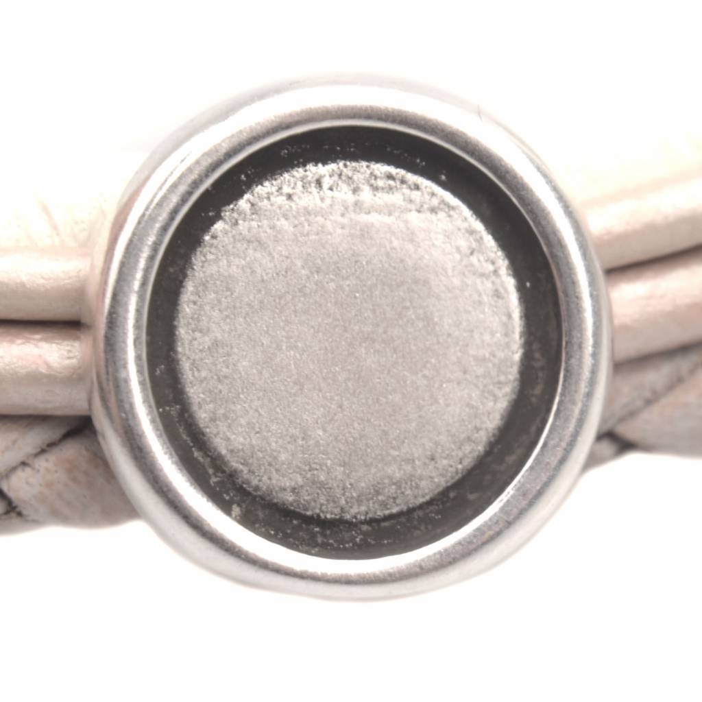 Leerschuiver voor 12mm cabochon Ø10x6mm metaal zilver DQ 16mm-Kraaltjes van Renate
