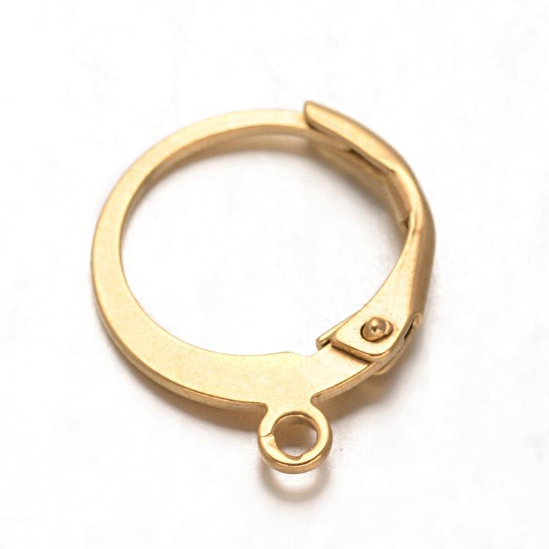 Leverback Oorhaken Premium 316 RVS Goud 14mm - per paar (kopie)-Onderdelen-Kraaltjes van Renate